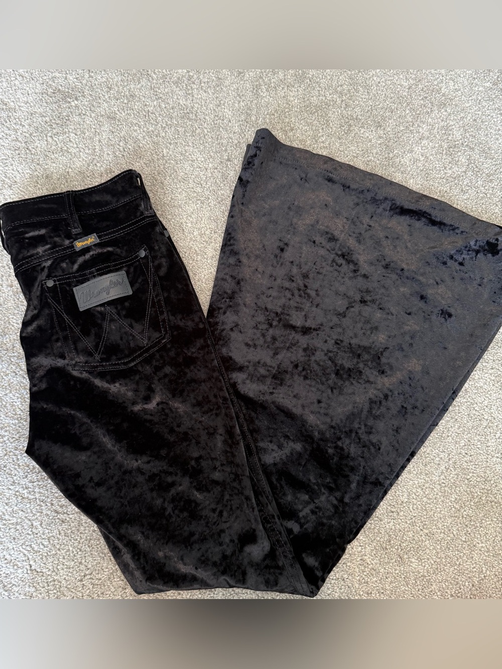 Wrangler Black Velvet Bootcut Flare Pants - Picture 4 of 8